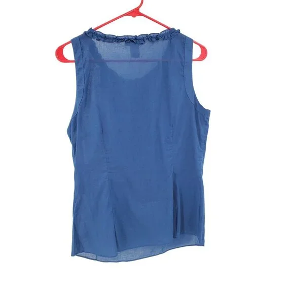 Tweeds Sleeveless Top Ruffled Front Women's Size Medium Blue New - Picture 4 of 7